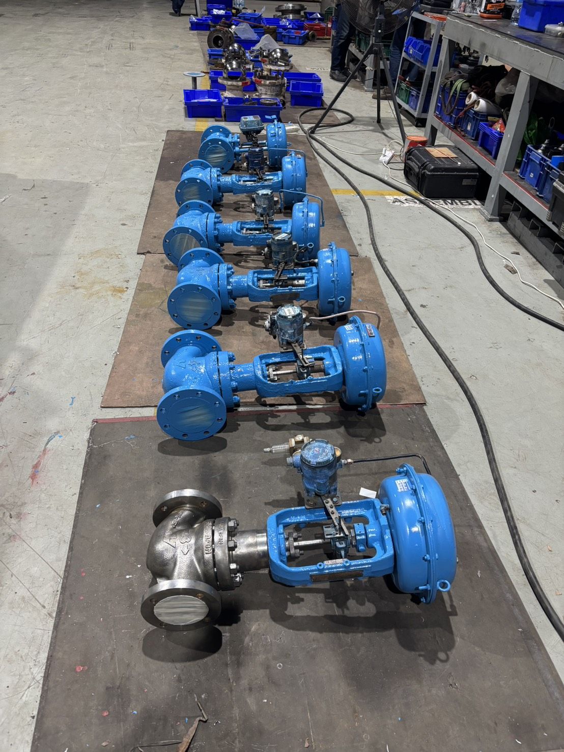 Overhauled control valves lined up