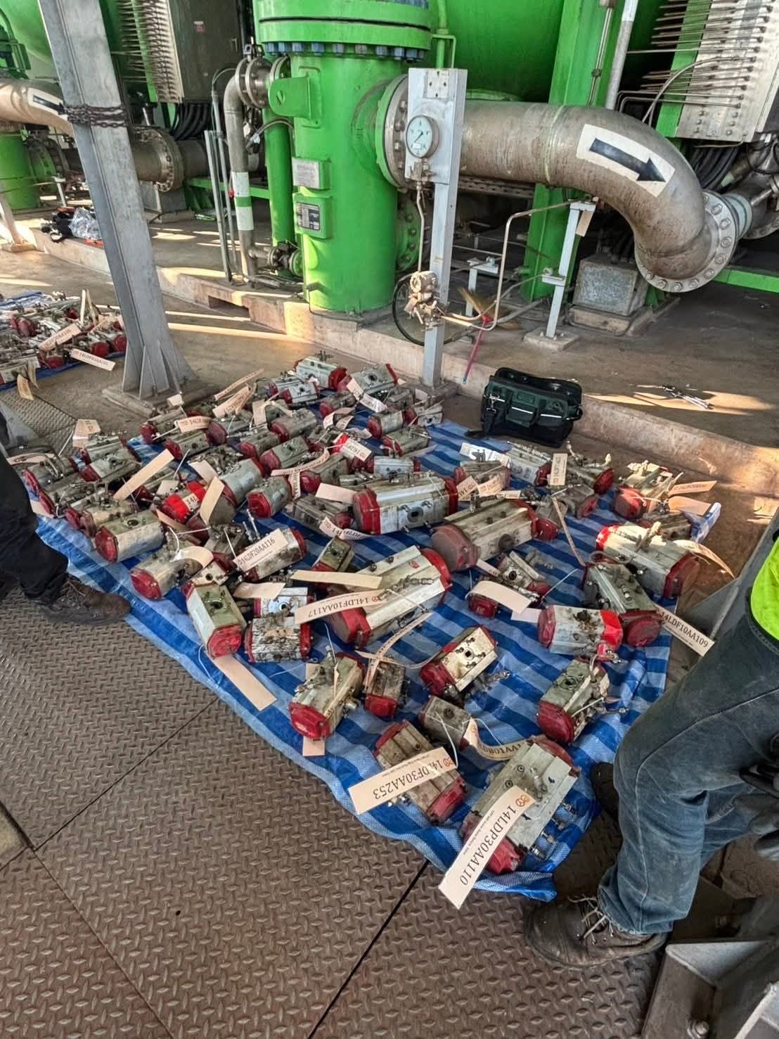 Pneumatic actuators tagged for overhaul