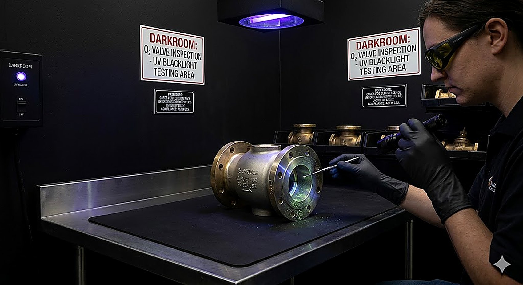 UV darkroom valve inspection